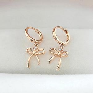 [윤가금방] 14k 18k 프렌 리본 큐빅 드롭귀걸이