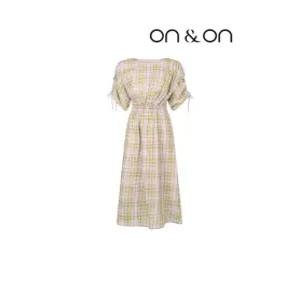 [온앤온][온앤온] 체크 소매 셔링 트임 반팔 원피스(MW2MO495)
