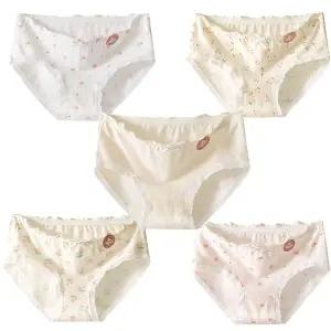 [보리보리/엠에스키즈]딸기 레이스 주니어 코튼 삼각팬티 5매세트