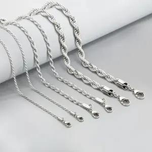 남자 은 목걸이 실버 백금 도금 화이트 골드 써지컬스틸 로프 체인 목걸이 줄