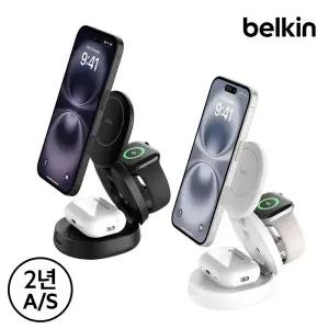 [벨킨] Qi2 3in1 15W 컨버터블 마그네틱 무선 충전 스탠드 초소형 각도조절 애플워치 고속충전 WIZ034