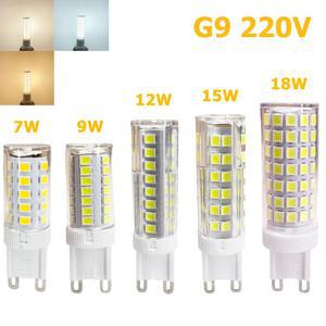 미니 G9 LED 전구 가정용 샹들리에 차가운 따뜻한 중성 화이트 세라믹 램프 7W 9W 12W 15W 18W 220V 옥수수 조명 2835SMD