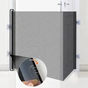 강아지 슬라이딩 안전 칸막이 130x79cm 무타공 울타리 안전문 현관문 펜스 블랙 화이트