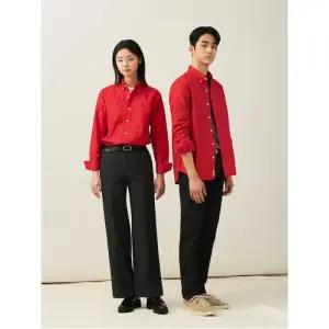 [빈폴멘] [Essential] 남녀공용 옥스퍼드 솔리드 셔츠  레드 (BC5164E056)