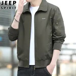 JEEP SPIRIT 남자 가을 코트 아웃도어 코튼 워시드 스탠드 칼라 재킷
