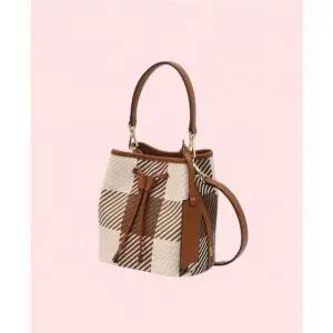 닥스 액세서리 여성 여자 우먼스 브라운 체크 가죽 레더 버킷백 핸드백 가방 투웨이 토트백 겸 크로스백 38