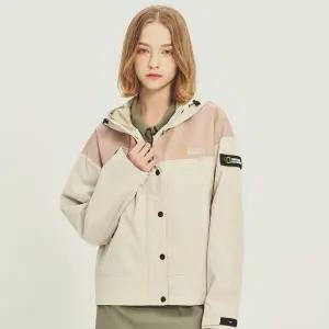 [내셔널지오그래픽] N231WJP960 여성 배색 숏기장 후드 바람막이 점퍼 L BEIGE