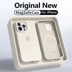 아이폰 16 15 12 14 13 Pro Max 13 무선 충전 풀 로고 커버용 맥세이프 마그네틱 리퀴드 실리콘 소프트 케