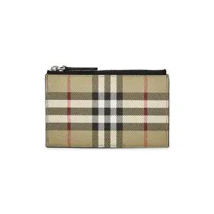 [버버리] 남성 체크 지퍼 아카이브 베이지 카드지갑 8084166