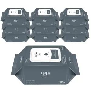 네이즈 그랑 물티슈 캡형 120매 10팩/아기/물티슈/캡형/엠보싱/일회용/업소용/휴대용/선물용/청소용