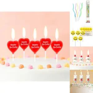 (5개입 x 3세트 레드) 해피니스 하트 생일초/기념일초/기념일/캔들/케이크초/축하/레터링초/생일/파티/생파