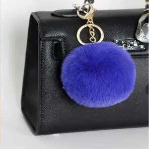 [하프클럽/]래빗 헤어 폼폼이 털방울 키홀더 키링 색상 블루