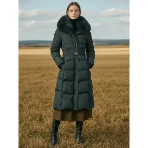 [데니스골프][DENNIS] 여성 폭스퍼 벨티드 롱 구스다운_RAQWLDJ276