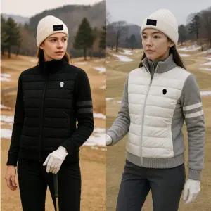골프웨어 어메이징 여성 하이브리드 니트믹스 패딩 골프 점퍼