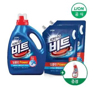 비트 딥클린파워 세탁 액체세제 용기 3L 1개+리필 2L 2개+비트 찌든때 제거 증정 (일반/드럼용 택1)