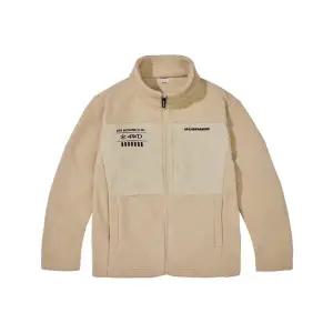 험머 H2 남성 그래픽 로고 보아 플리스 본딩 집업 자켓 베이지