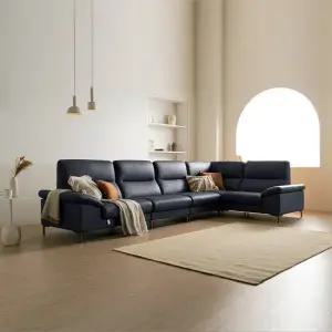 [가죽클리너 증정][다우닝] 아지오 6인 코너 전체 천연 면피가죽 소파