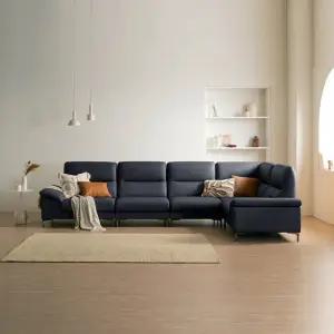 [가죽클리너 증정][다우닝] 아지오 6인 코너 전체 천연 면피가죽 소파+스툴