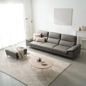 [가죽클리너 증정][다우닝] 아지오 3.5인 전체 천연 면피가죽 소파+스툴