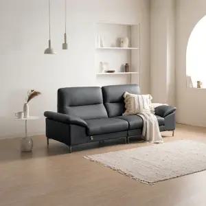 [가죽클리너 증정][다우닝] 아지오 3인 전체 천연 면피가죽 소파+스툴