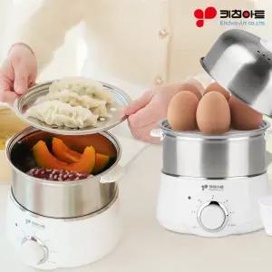 키친아트 SUS304 스텐 2단 계란찜기 만두 고구마 호빵 멀티 전기 에그쿠커 스팀 찜기 SEB170