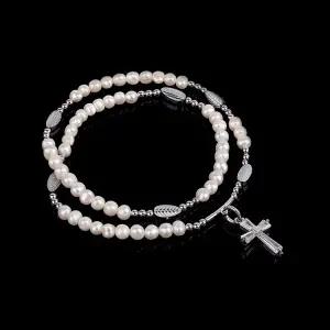 발렌시아 담수진주 5mm 5단두겹 묵주팔찌 천주교 성물