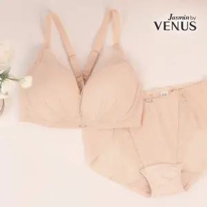 [비너스] 벨라 저중심 와이어 더블윙 브라팬티세트 / 여성 속옷 A컵 B컵 C컵 베이지 브라