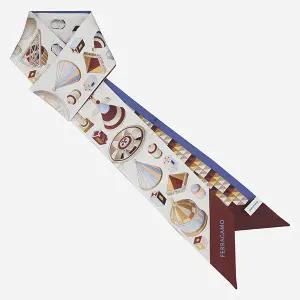 페라가모 6S 320975 780019 나디르 프린트 방도 스카프 보르도 오크라