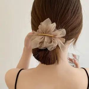 골드바 럭셔리셔링 자동헤어핀 2개세트 리본 왕핀 헤어 큰핀 장식 고급스러운 자동 레이스