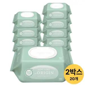 깨끗한나라 베이비케어 디 오리진 물티슈, 캡형, 100매, 10개 X 2박스