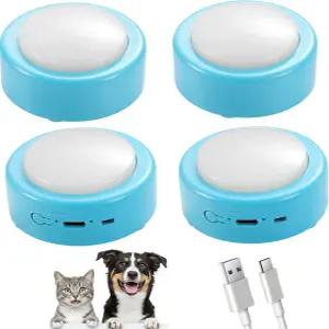 고양이와 개를 위한 토포돔 토킹 버튼 반려동물 커뮤니케이션을 음성 녹음 기능이 있는 파란색 충전식 4종