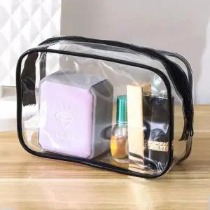 화장품파우치 파우치 방수세면백 세면백 투명 방수세면가방 블랙프레임 투명파우치 대 목욕파우치 세면가