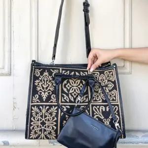 FC282 여성 자가드 패턴 대형 토트백 숄더백 파우치백 2종세트 여자토트백 여자숄더백