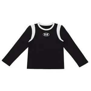 [티파니](강남점)블랙 콤비배색티셔츠(T51KBT020)