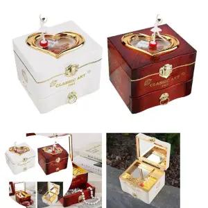 태엽오르골 위플 엔틱 2단 보석함 발레리나 오르골