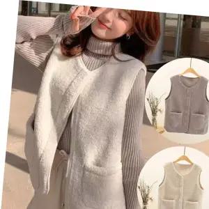 겨울 따뜻한 여성 뽀글이 조끼 초경량 데일리 보온