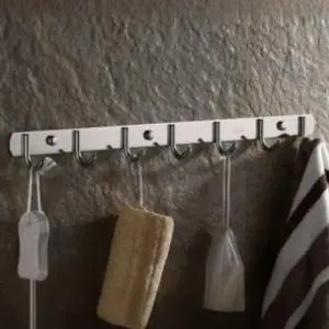 스텐 철제 벽 고정 옷걸이 후크 행거 가방걸이 일자형 7구