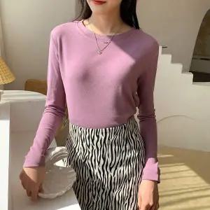 여성 JX27DN28 7컬러 깔끔한 라운드넥 베이직 슬림 긴팔티셔츠