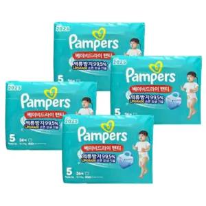 팸퍼스 2025 베이비드라이 팬티형 기저귀 5단계 36매 x 4팩