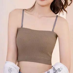 여성 UC12VS06 끈탈착 일체형 브라캡 골지 나시 브라탑 튜브탑