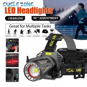 초강력 XHP360 전조등 줌이 가능한 센서 헤드라이트 충전 헤드 손전등 토치 야외 캠핑 하이킹 낚시 랜턴