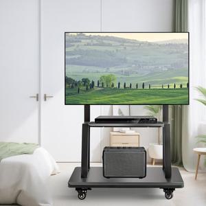호환 헤비 듀티 이동식 TV 카트 - 32-75인치 롤링 스탠드  잠금 바퀴높이 조절 가능  최대 VESA 600x400mm