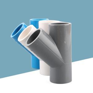 1pc PVC 45도 티 조인트 물 공급 파이프 피팅 20/25/32/40mm 흰색 파란색 배관
