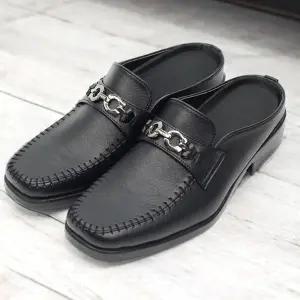 체인 JTF580N9 남자 블로퍼 구두 인조가죽 남성 뮬 정장 슬리퍼