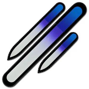 유리 네일 파일 - 몽 블루 프리미엄 파우치에 담긴 크리스탈 3개 세트 수제 선물 천연 네일을 위한 최고의