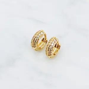 [미니라인] 여성용 큐빅 원형 원터치 귀걸이 귀찌 무알러지 F0439