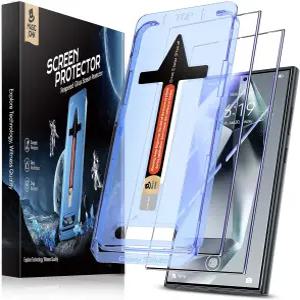 삼성 갤럭시 S24용 매직 존 2팩 울트라 강화 유리 스크린 프로텍터 자동 먼지 제거 설치 버블 프리 HD