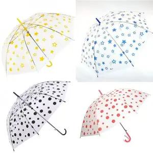 별무늬 비닐우산 도트 패턴 투명 장우산 방수 우산