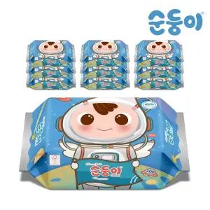 순둥이 비행사 에디션 아기물티슈 캡형 100매 10팩 (aBpC-01)