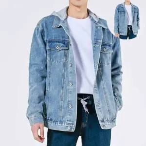 남자봄아우터 남자 청자켓 후드 자켓 워싱 단추 데일리 데이트